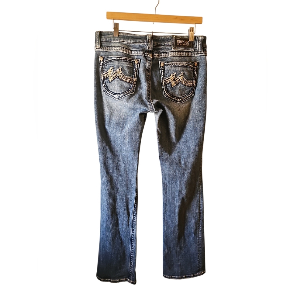 Miss Me Medium Blue Embellished Back Pocket Bootcut Jeans Sz 31 Inseam 34 WJ122